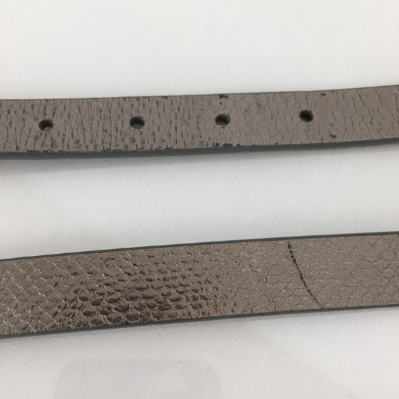 Michael Kors Thin Reversible Belt Black Patent Leather Silver Snakeskin Size L - Picture 9 of 14